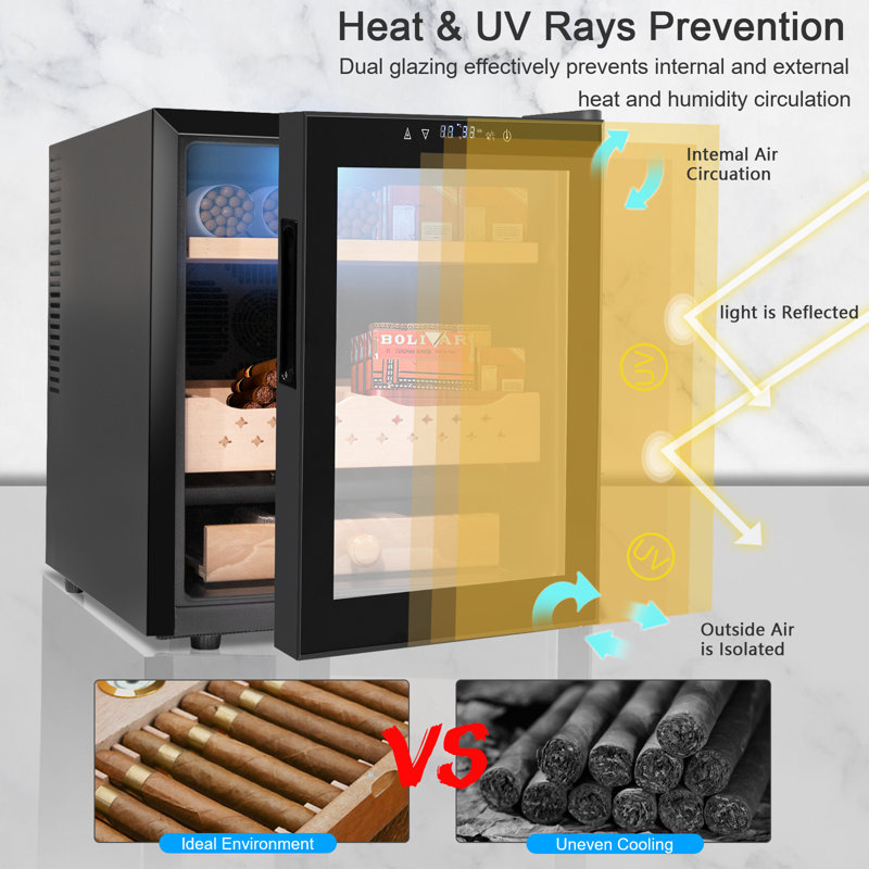 BOSSIN Electric Humidor For Cigars,50L Cooler Humidors For 200250 Counts Humidity Control,Cigar